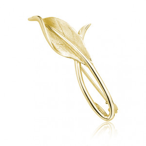 Brosa argint placat cu aur galben Leaf DiAmanti KS0242HG-DIA (Argint 925‰ 4,2 g.)